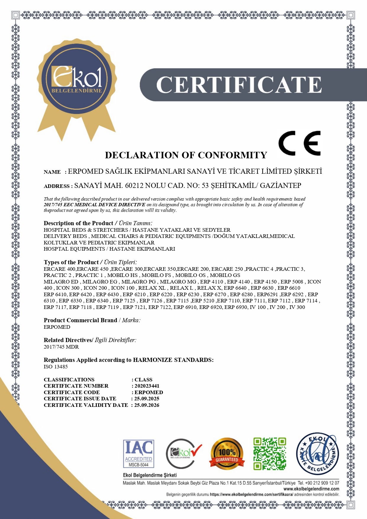 DECLARATION OF CONFORMITY