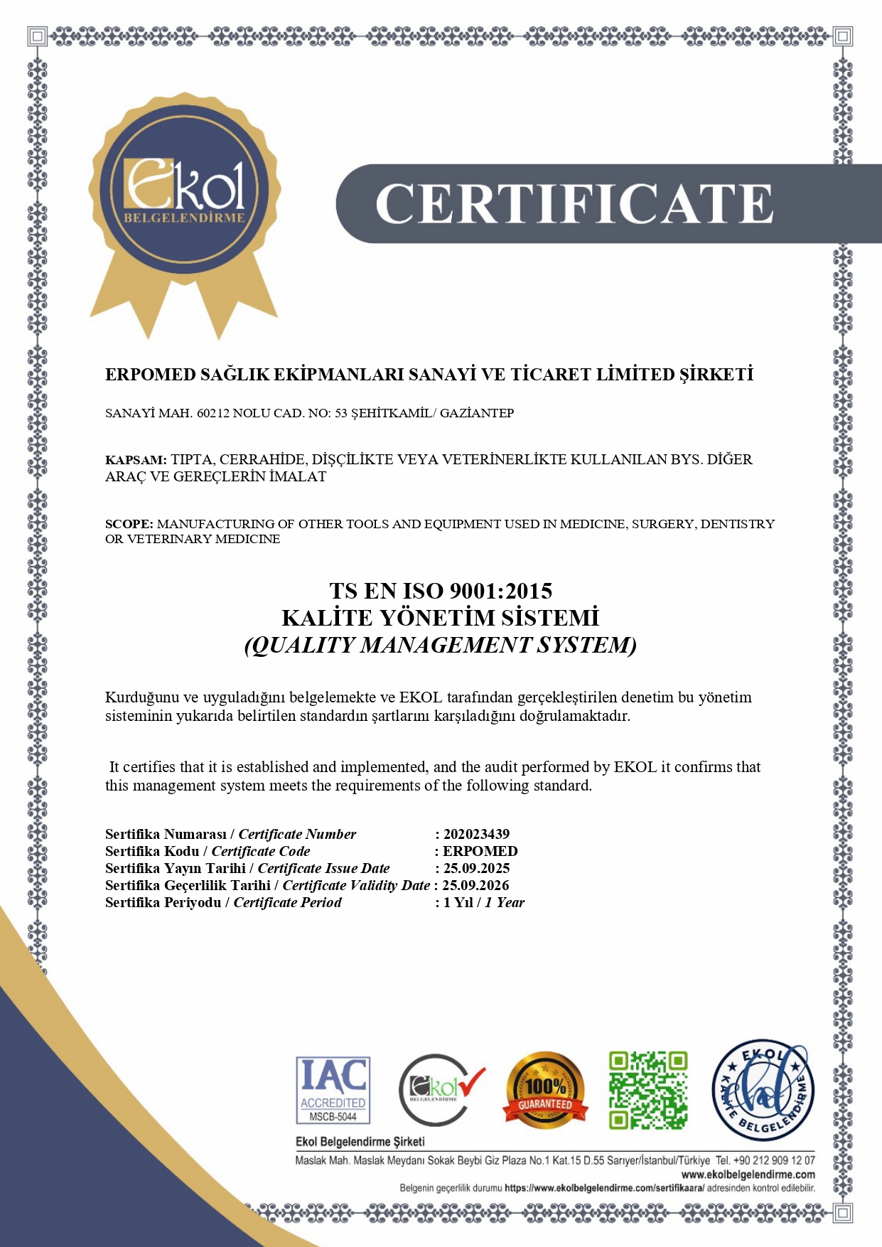 TS EN ISO 9001:2015
